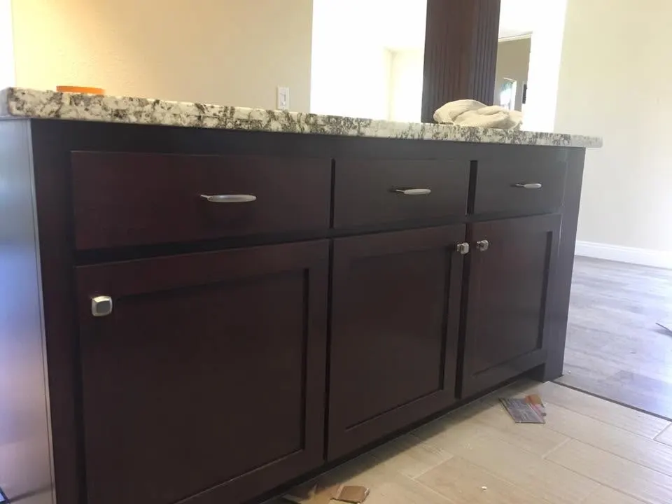 Finished cabinet refinishing project by Eagle Finishing Services, El Cajon, CA